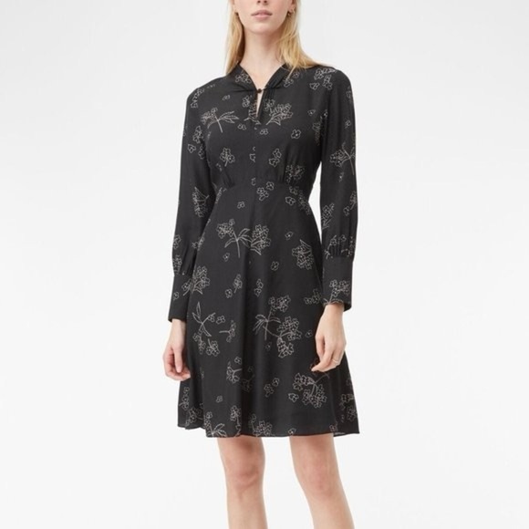 Rebecca Taylor Tailored Silhouette Floral Silk Blend Long Sleeve Dress Sz 10 - Picture 1 of 10